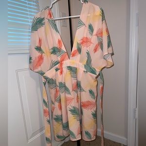 Summer plunge neck short summer floral dress